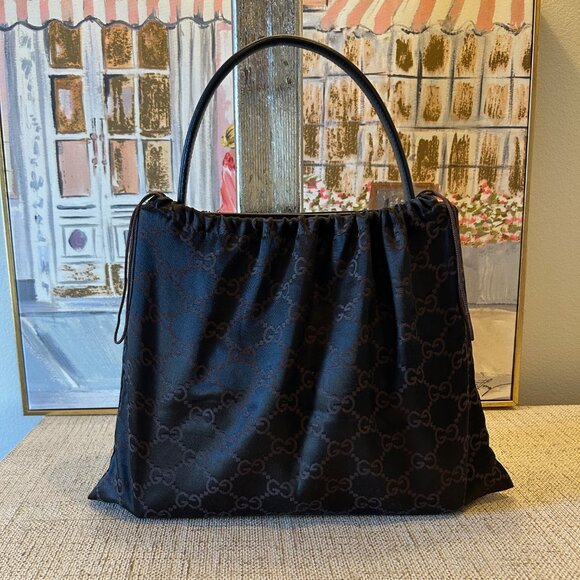 Gucci Monogram Leather & Canvas Bag in Black - Picture 13 of 13